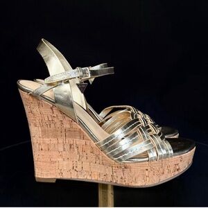 Guess Metallic Gold Wedge Sandals